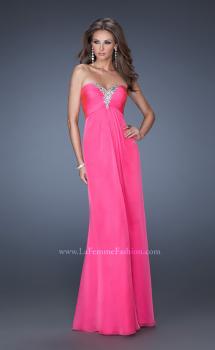 Picture of: Strapless Long Chiffon Prom Dress with Bejeweled Bodice in Pink, Style: 19528, Main Picture