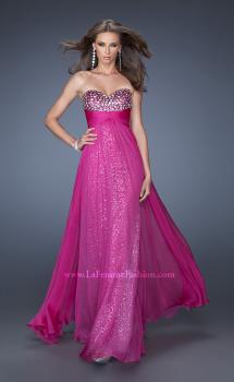 Picture of: Strapless Long Chiffon Prom Dress with Sequin Underlay in Pink, Style: 19543, Main Picture