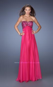 Picture of: Strapless Chiffon Prom Dress with Sequined Lace Bodice in Pink, Style: 19565, Main Picture