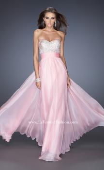 Picture of: Strapless Chiffon Prom Gown with Mixed Beaded Bodice in Pink, Style: 19726, Main Picture