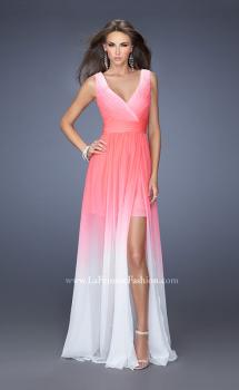 Picture of: Ombre Chiffon Prom Gown with a Sheer Skirt in Pink, Style: 19752, Main Picture