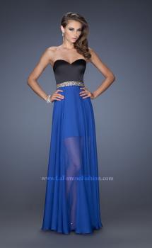 Picture of: Strapless Prom Dress with Attached Long Chiffon Overlay in Blue, Style: 19766, Main Picture