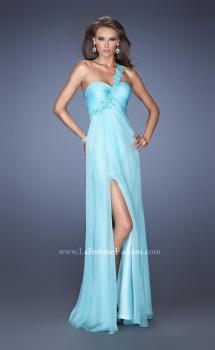 Picture of: Long Chiffon Prom Dress with a Lace One Shoulder Strap in Blue, Style: 19793, Main Picture