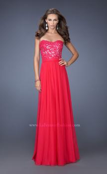 Picture of: Long Chiffon Prom Dress with Sequins and Lace Overlay in Pink, Style: 19834, Main Picture