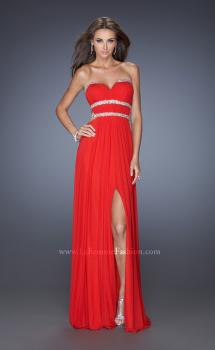 Picture of: Jersey Prom Dress with Diamond Cut Outs and Rhinestones in Red, Style: 19839, Main Picture
