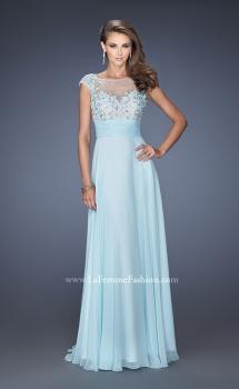 Picture of: Floral Applique A-line Prom Dress with Open Back in Blue, Style: 19859, Main Picture