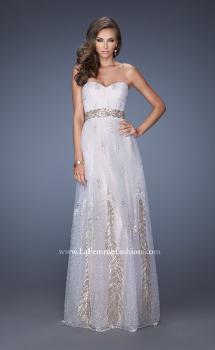 Picture of: Embellished Strapless Prom Gown with Gold Appliques in White, Style: 19891, Main Picture