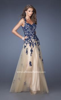 Picture of: Tulle Ball Gown with Zippered Pockets and Lace Bodice in Blue, Style: 19922, Main Picture