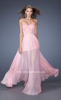 Picture of: Lace Romper with Rhinestone Belt and Chiffon Skirt in Pink, Style: 19981, Main Picture