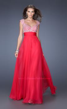 Picture of: Long Prom Gown with Pearl and Stone Encrusted Bodice in Pink, Style: 20003, Main Picture