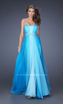 Picture of: A-line Prom Dress with Pearl Belt and Ombre Effect in Blue, Style: 20058, Main Picture