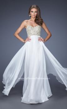 Picture of: Fully Embellished Strapless Chiffon Prom Dress in White, Style: 20061, Main Picture