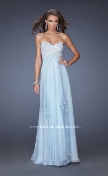 Picture of: Empire Waist Prom Dress with Tiered Skirt and Jeweled Lace in Blue, Style: 20066, Main Picture