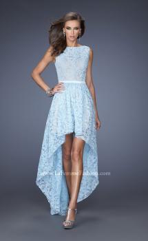 Picture of: High-Low Skirt Prom Dress with Illusion Lace in Blue, Style: 20113, Main Picture