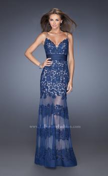 Picture of: Lace Prom Dress with Sweetheart Neckline and Belt in Blue, Style: 20131, Main Picture