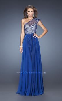 Picture of: A-line Chiffon Prom Dress with Sheer Net Detailing in Blue, Style: 20141, Main Picture