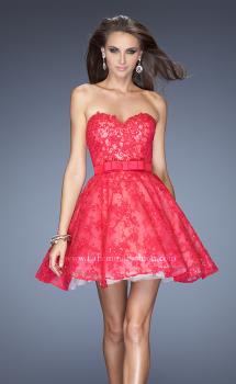 Picture of: Lace Strapless Cocktail Dress with Lace Overlay in Pink, Style: 20398, Main Picture