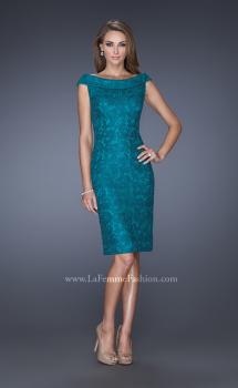 Picture of: Off the Shoulder Lace Gown with Slit in Blue, Style: 20512, Main Picture