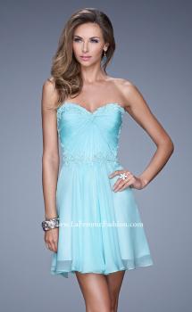 Picture of: Strapless Short Chiffon Dress with Front Gathering in Blue, Style: 20573, Main Picture