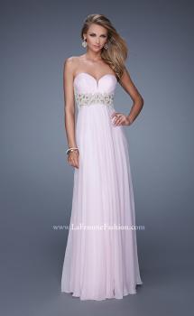 Picture of: Sheer Pearl Encrusted Strapless Dress with Embroidery in Pink, Style: 20727, Main Picture