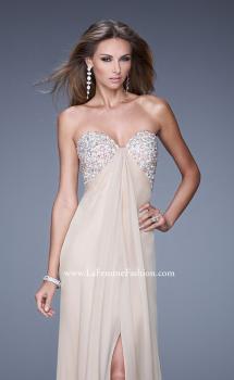 Picture of: Strapless Chiffon Dress with Embellished Back Straps in Nude, Style: 20784, Main Picture