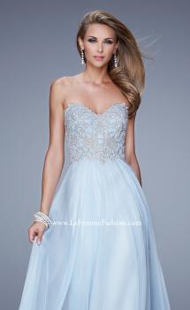 Picture of: Embellished Strapless Dress with Gathered Chiffon Skirt in Blue, Style: 20888, Main Picture