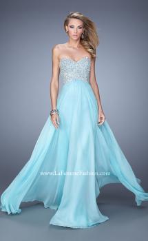 Picture of: Chiffon Prom Dress with Sweetheart Neckline and Pearls in Aqua, Style: 20952, Main Picture