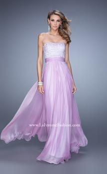 Picture of: Gathered Waistband Long Prom Dress with Crystal Beads in Wisteria, Style: 21015, Main Picture