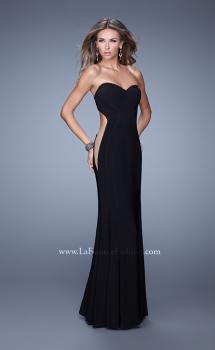 Picture of: Bold Long Prom Dress with Figure Flattering Piping in Black, Style: 21063, Main Picture