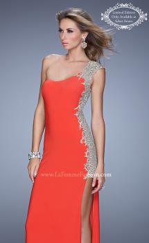 Picture of: One Shoulder Prom Gown with Metallic Embroidery in Red, Style: 21076, Main Picture