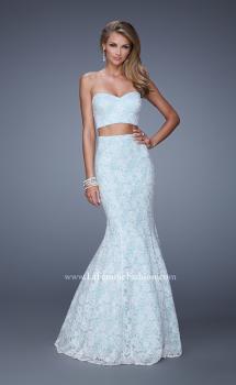 Picture of: Lace Two Piece Prom Dress with Mermaid Skirt in Blue, Style: 21096, Main Picture