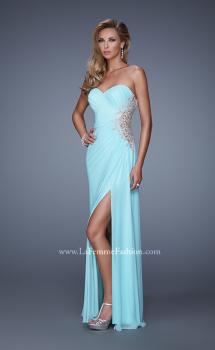 Picture of: Glam Prom Dress with Sheer Cut Outs and Embroidery in Mint, Style: 21115, Main Picture