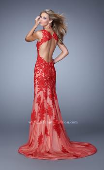 Picture of: Mermaid Prom Dress with Net and Lace Appliques in Red, Style: 21156, Main Picture