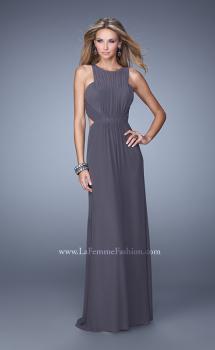 Picture of: High Scoop Neckline Prom Dress with Diamond Back in Gray, Style: 21187, Main Picture