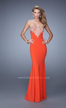 Picture of: Long Jersey Prom Dress with Flared Skirt and Stones in Red, Style: 21204, Main Picture