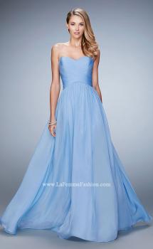 Picture of: High Waist Strapless Prom Dress with Basket Weave Design in Blue, Style: 21257, Main Picture