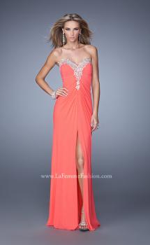 Picture of: Graceful Prom Dress with Ruching and Beaded Embroidery in Coral, Style: 21275, Main Picture