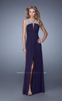 Picture of: Glam Long Prom Gown with Open Back and Center Slit in Purple, Style: 21293, Main Picture