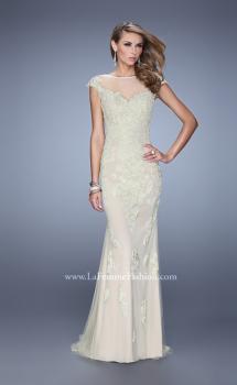Picture of: Embellished Cap Sleeve Prom Dress with Open Back in Nude, Style: 21319, Main Picture