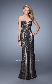 Picture of: Lace Prom Dress with Sweetheart Neck and Cut Outs in Black, Style: 21376, Main Picture