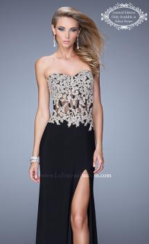 Picture of: Strapless Jersey Prom Gown with Corset Bodice in Black, Style: 21387, Main Picture