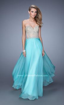 Picture of: Strapless Chiffon Gown with Corset Bodice and Stones in Mint, Style: 21390, Main Picture