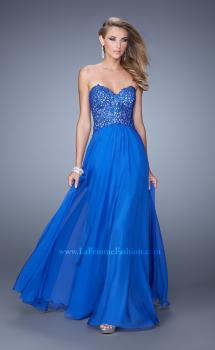 Picture of: Embellished Prom Dress with Gathered Chiffon Skirt in Blue, Style: 21394, Main Picture
