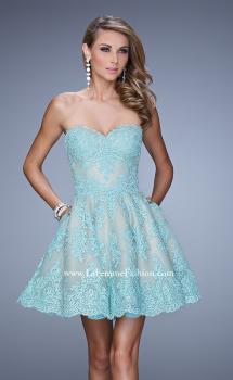 Picture of: Short Lace Cocktail Dress with Pockets in Mint, Style: 21446, Main Picture