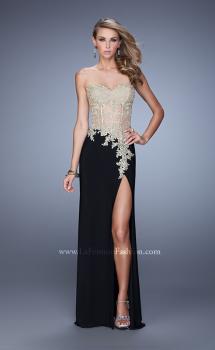 Picture of: Strapless Prom Dress with Corset Bodice and Beading in Black, Style: 21472, Main Picture