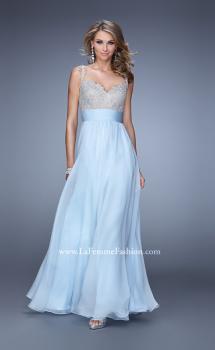 Picture of: Jeweled Encrusted Embroidered Long Chiffon Prom Dress in Blue, Style: 21505, Main Picture