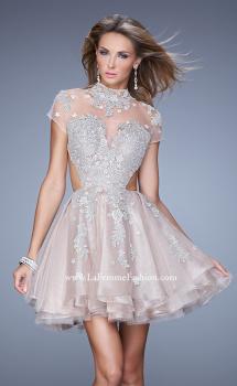 Picture of: Flirty Cocktail Dress with Layered Skirt and Embroidery in Pink, Style: 21530, Main Picture