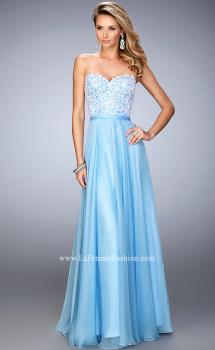 Picture of: Chiffon Prom Dress with Double Strap Back and Lace in Blue, Style: 21545, Main Picture