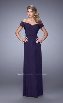 Picture of: Off the Shoulder Evening Dress with Jeweled Embroidery in Purple, Style: 21613, Main Picture