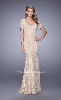 Picture of: Lace Dress with Subtle Embellishments and Short Sleeves in White, Style: 21657, Main Picture